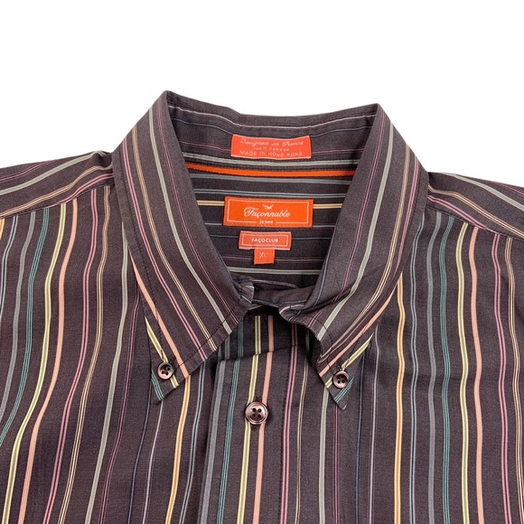 Faconnable Long Sleeve Button Down Shirt Facoclub Vertical Stripe - Picture 2 of 5